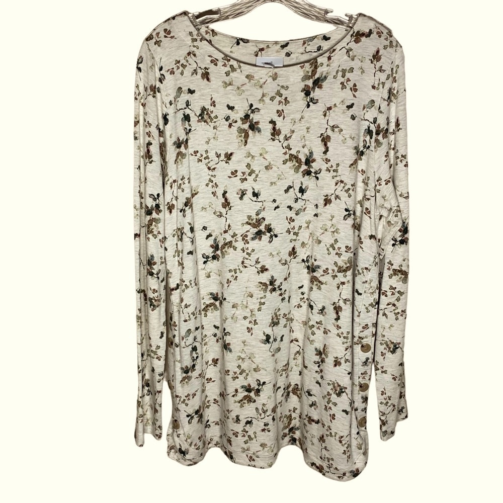j.jill long sleeve rayon/cotton blend side button pullover shirt size L tall